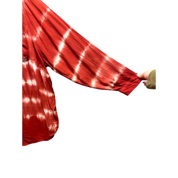 Torrid Lizzie Rayon Long Sleeve Shirt Cherry Red Size 4 (18/20) - Picture 11 of 16